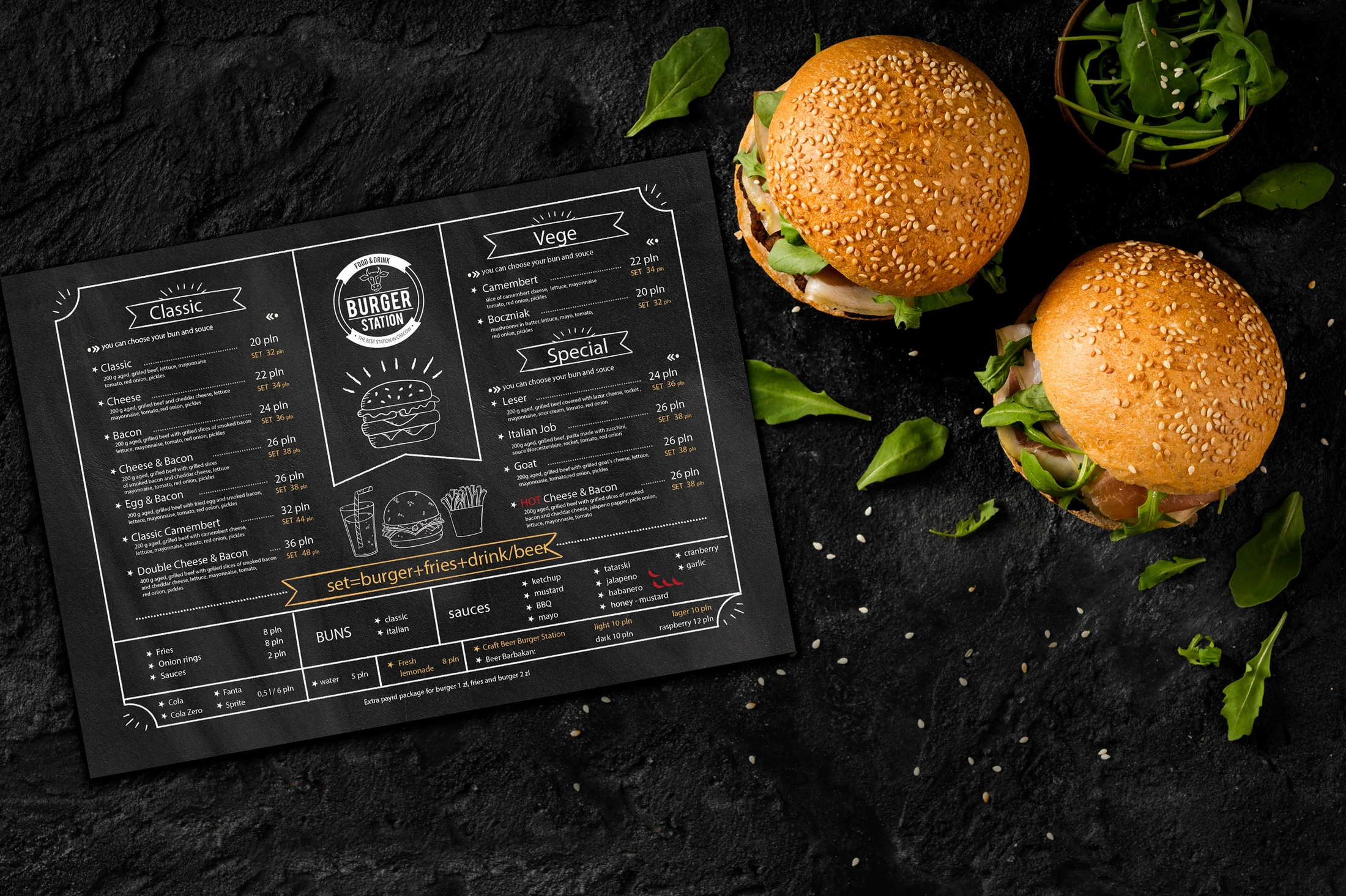 Burger — projekt logo, identyfikacja wizualna, projekt Małgorzata Drabina (7)