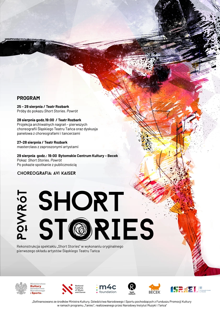 Plakat i kampania social media spektaklu tanecznego „Powrót — Short Stories" Śląskiego Teatru Tańca.